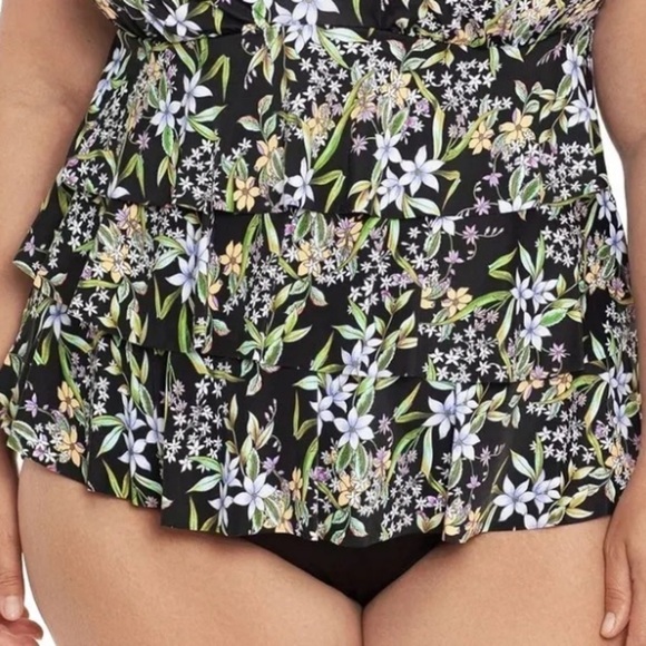 SWIM SOLUTIONS Multi Color Full Ruffled Prairie Dance One Piece Swimsuit - Picture 4 of 10